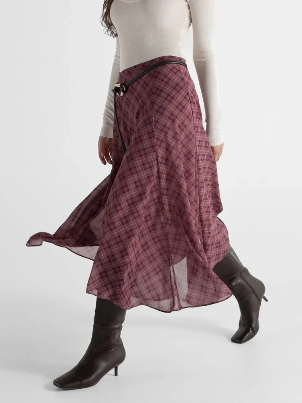 Multicolor Elegant Women's Asymmetrical Pocket Midi A-Line Skirt